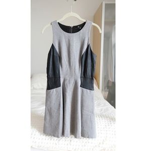 Club Monaco Leather Trim Fit and Flare Dress